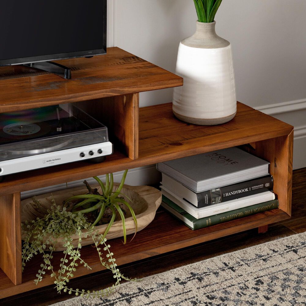 Walker Edison 60&quot; Rustic Solid Wood TV Console in Amber, , large