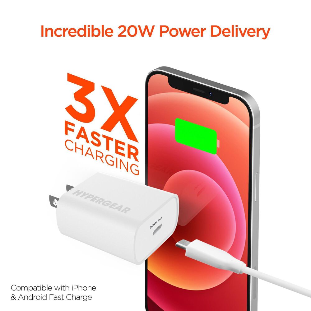 Hypergear 20W USB-C PD Wall Charger in White, , large
