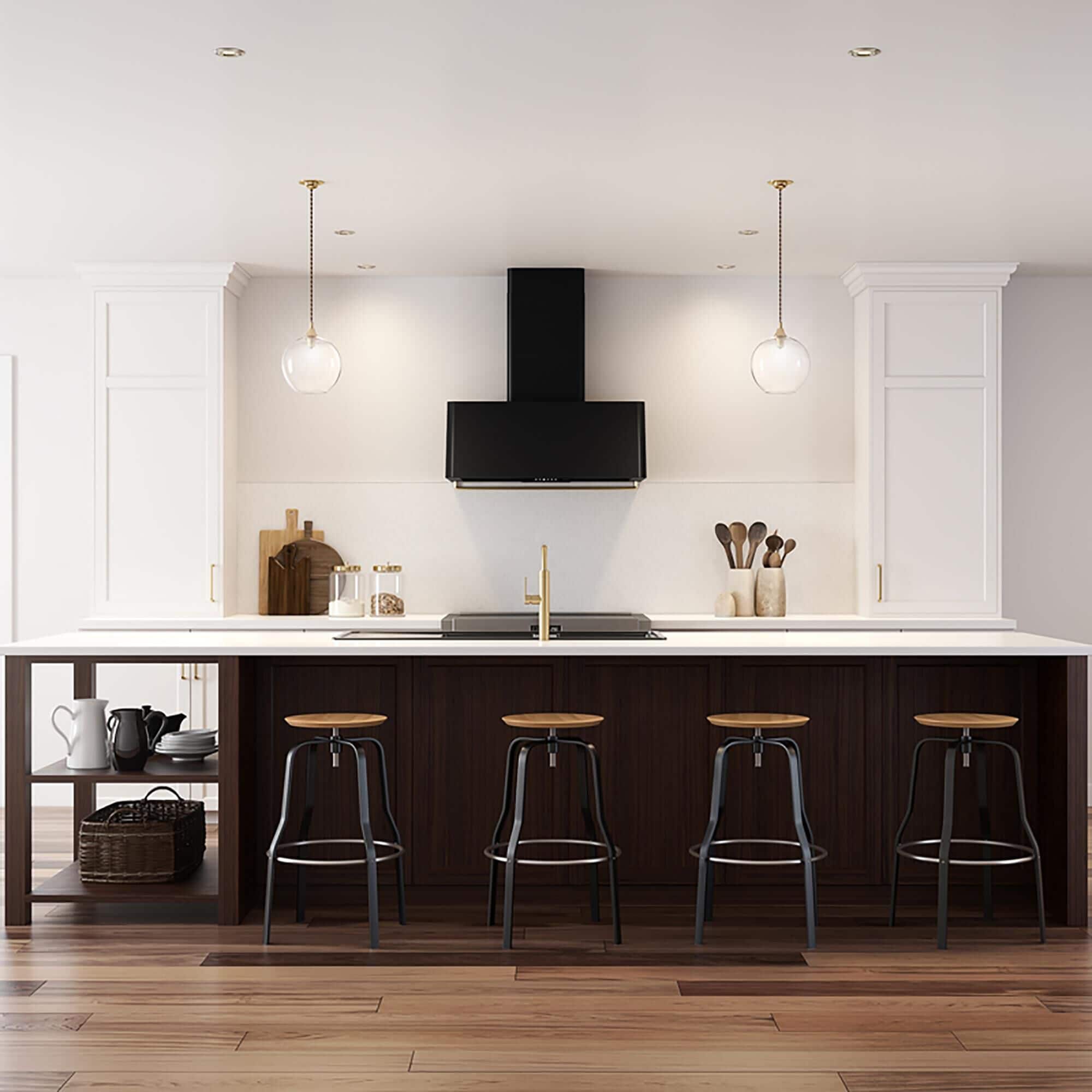 Black matte range hood top