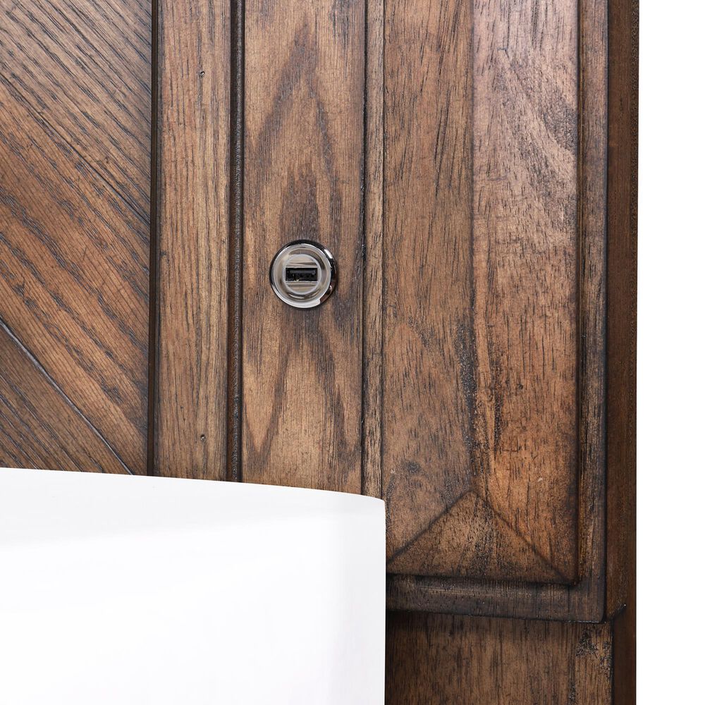 New Heritage Design Mar Vista King Panel Bed in Brushed Walnut with USB Ports, , large