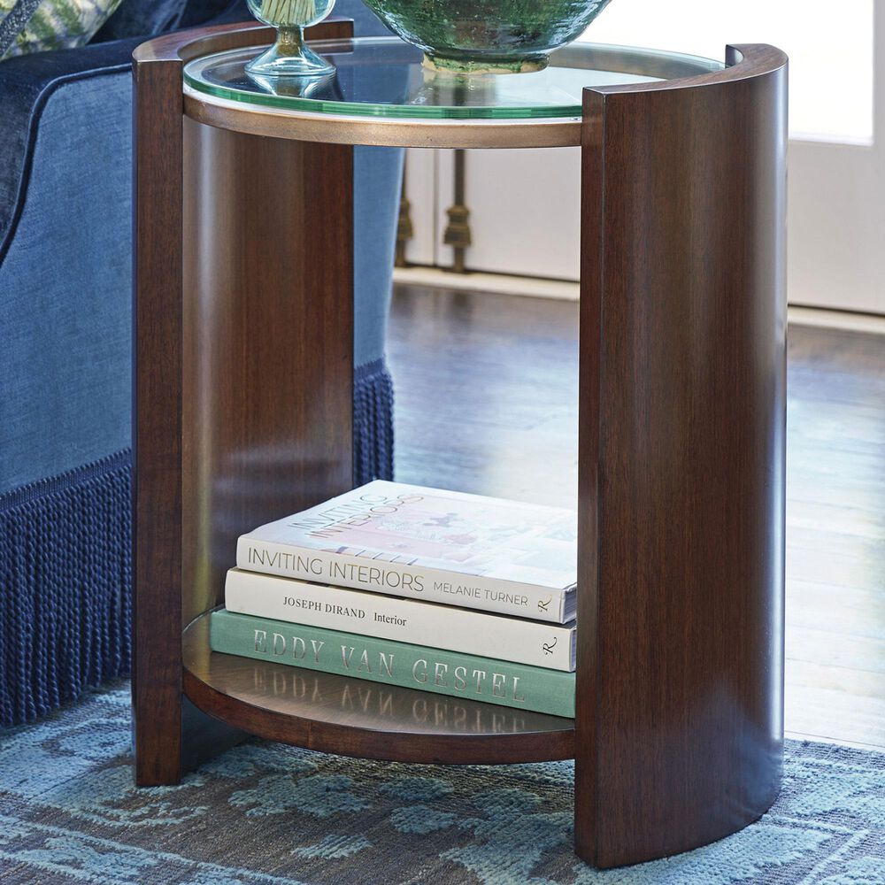 Lexington Home Brands Rendevous Lennox Round Accent Table in Chester and Rose Gold, , large