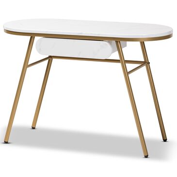 Baxton Studio Mabel Console Table with Drawer in White, , large