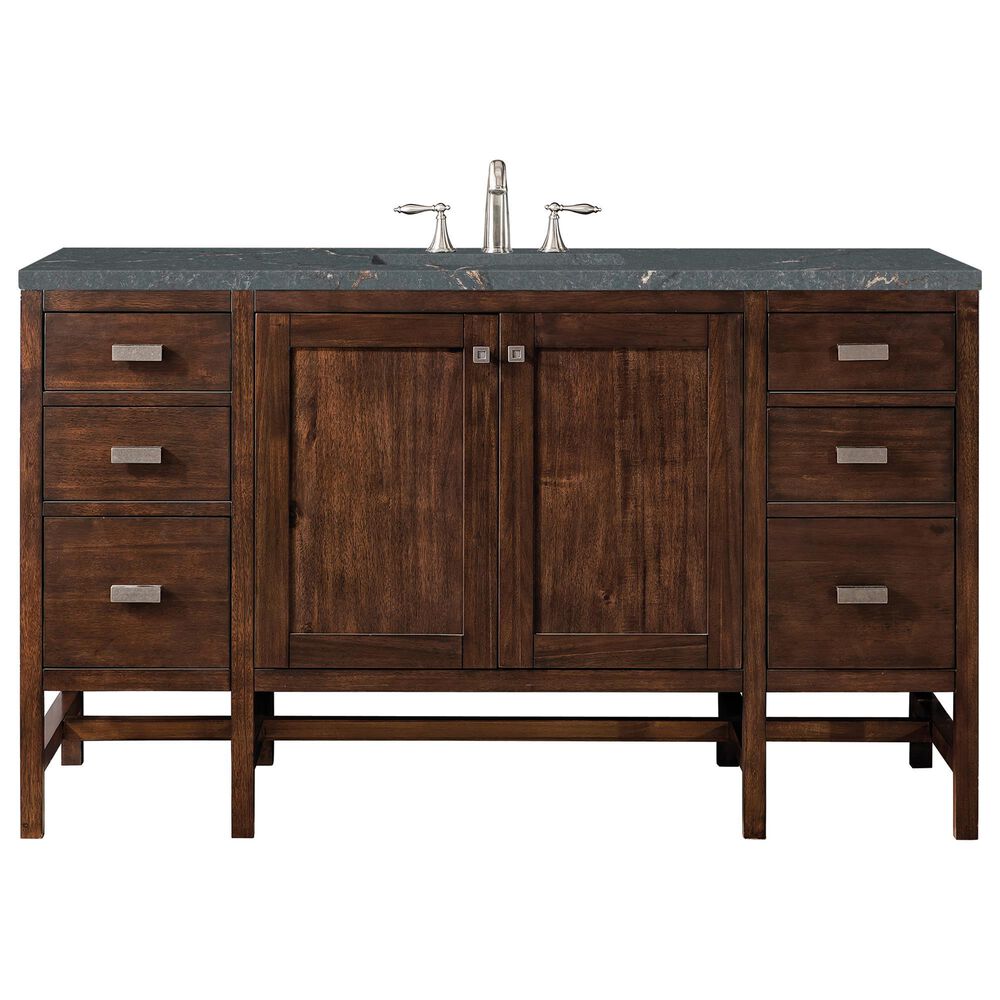 James Martin Vanities Addison 60" Single Bathroom Vanity in Mid-Century Acacia with 3 cm Parisien Bleu Quartz Top and Rectangular Sink, , large
