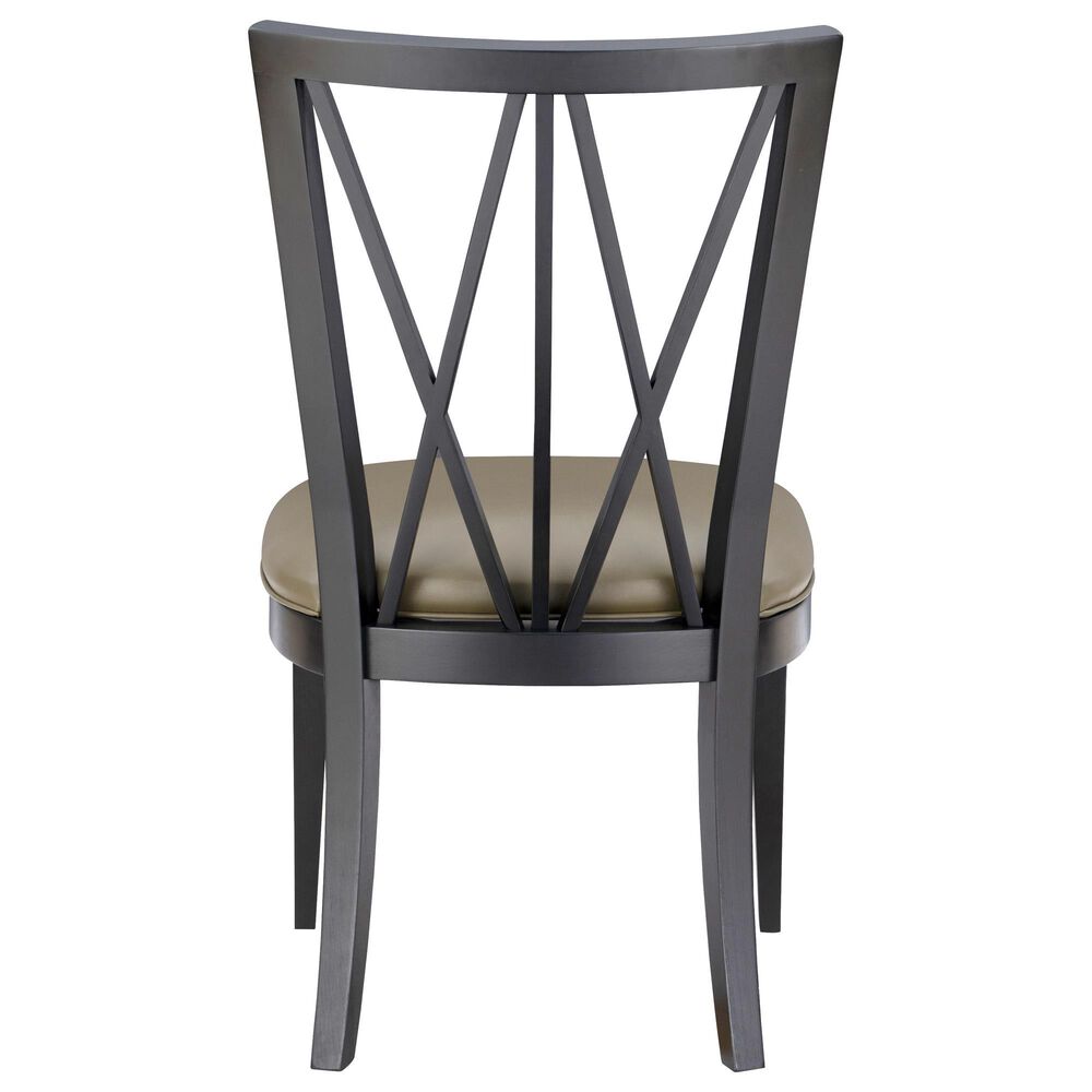 Linon Home Decor Bailey Side Chair with Tan Faux Leather Cushion Seat in Black, , large
