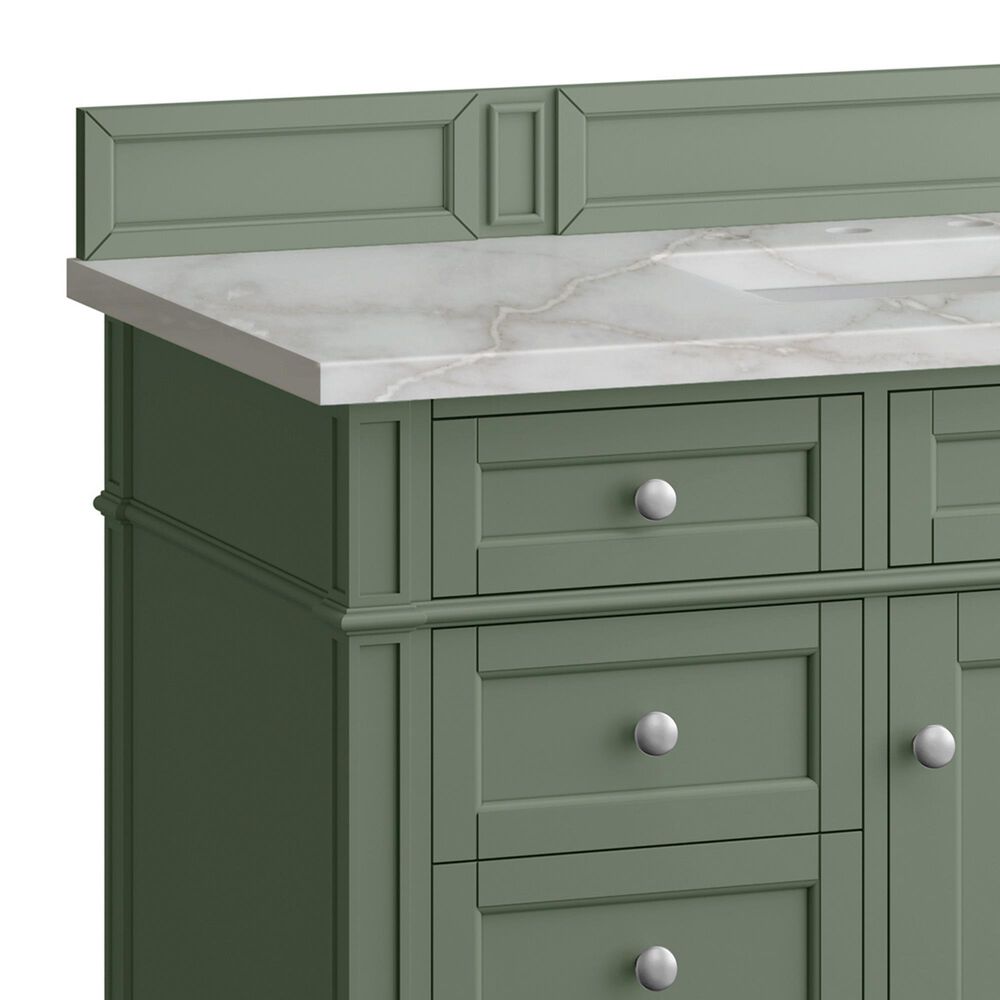 James Martin Vanities Brittany 48" Single Bathroom Vanity in Smokey Celadon with 3 cm Victorian Silver Quartz Top and Rectangular Sink, , large