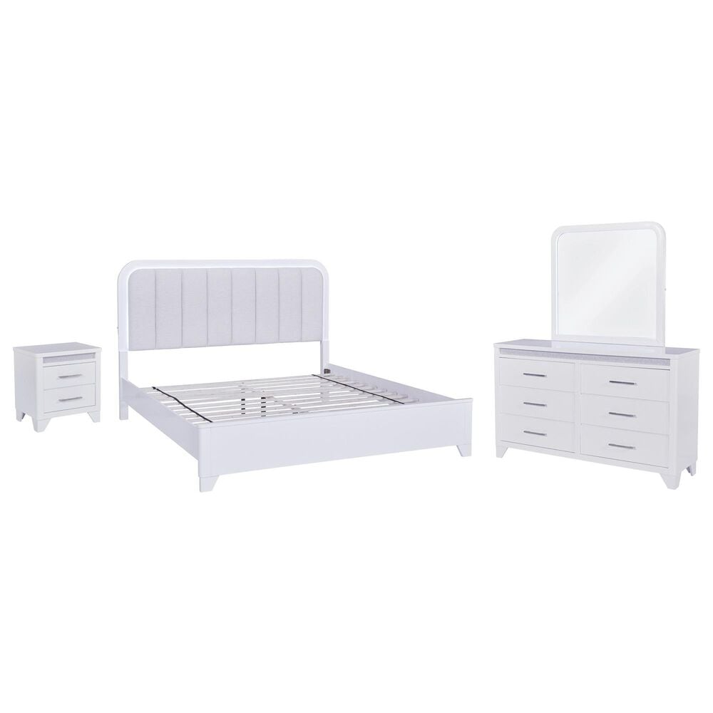 Ashley Jarlee 4-Piece King Upholstered Bedroom Set in White, , large