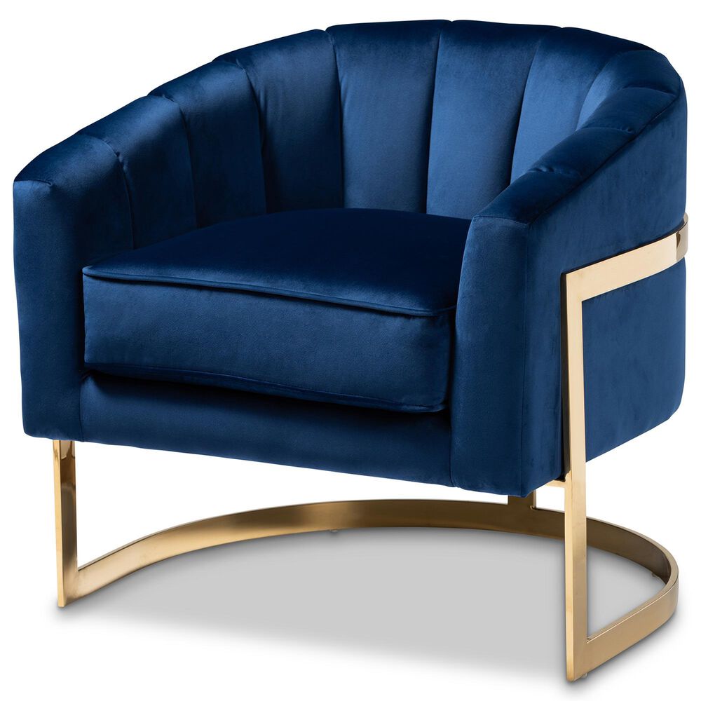 Baxton Studio Tomasso Lounge Chair in Blue, , large