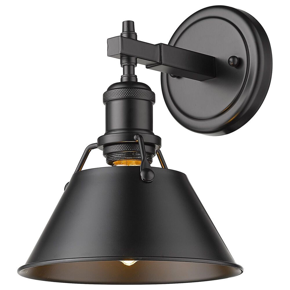 Golden Lighting Orwell 1-Light Bath Vanity in Matte Black with Black Shade, , large