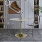 Leisuremod LeisureMod Verve Collection 36 Round Dining Table, Brushed Gold Base with Sintered Stone White Top, , large
