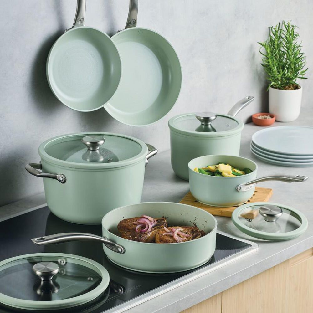 Circulon 10-Piece Ceramic Nonstick Cookware Set in Sage, , large