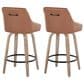 LumiSource Hannah Swivel Counter Stool with Camel Faux Leather Upholstery in Whitewashed and Black (Set of 2), , large