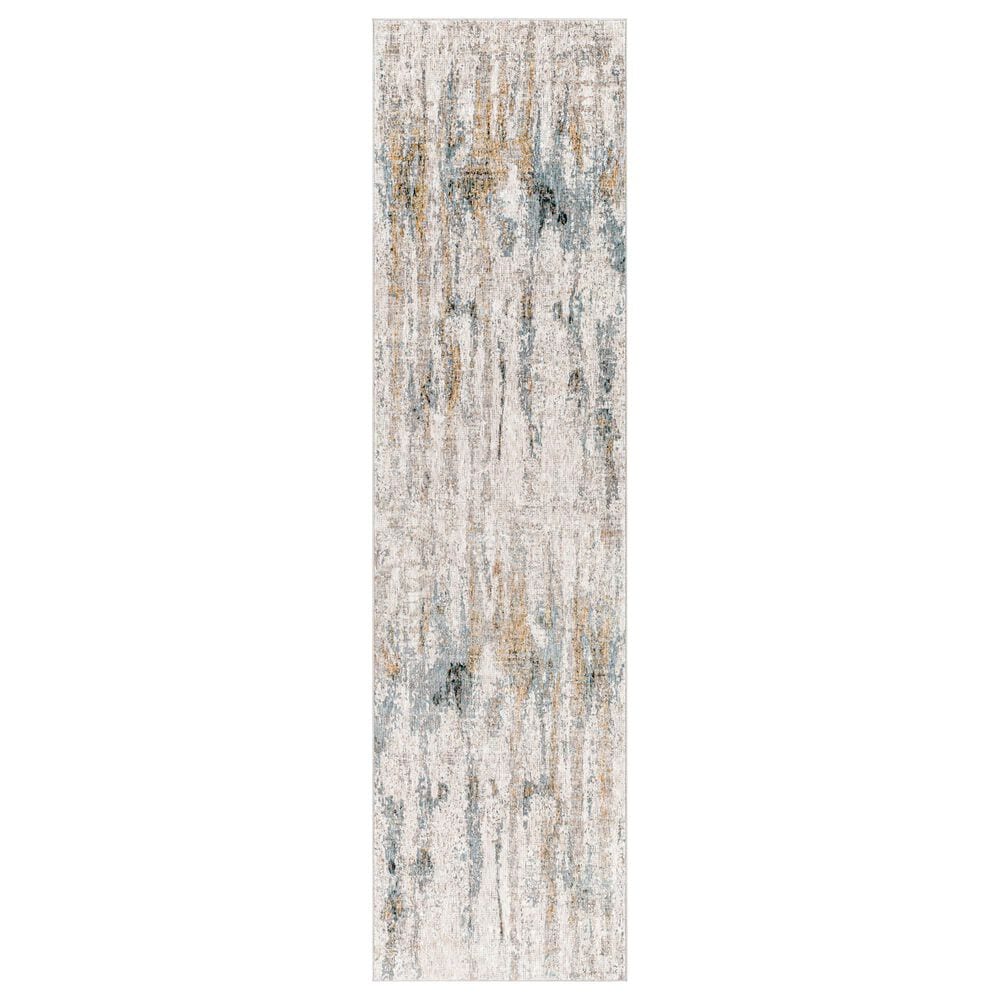 Surya Cardiff CDF-2306 Medium Gray, Light Blue, Mustard and Dark Blue 2"7" x 10" Runner, , large