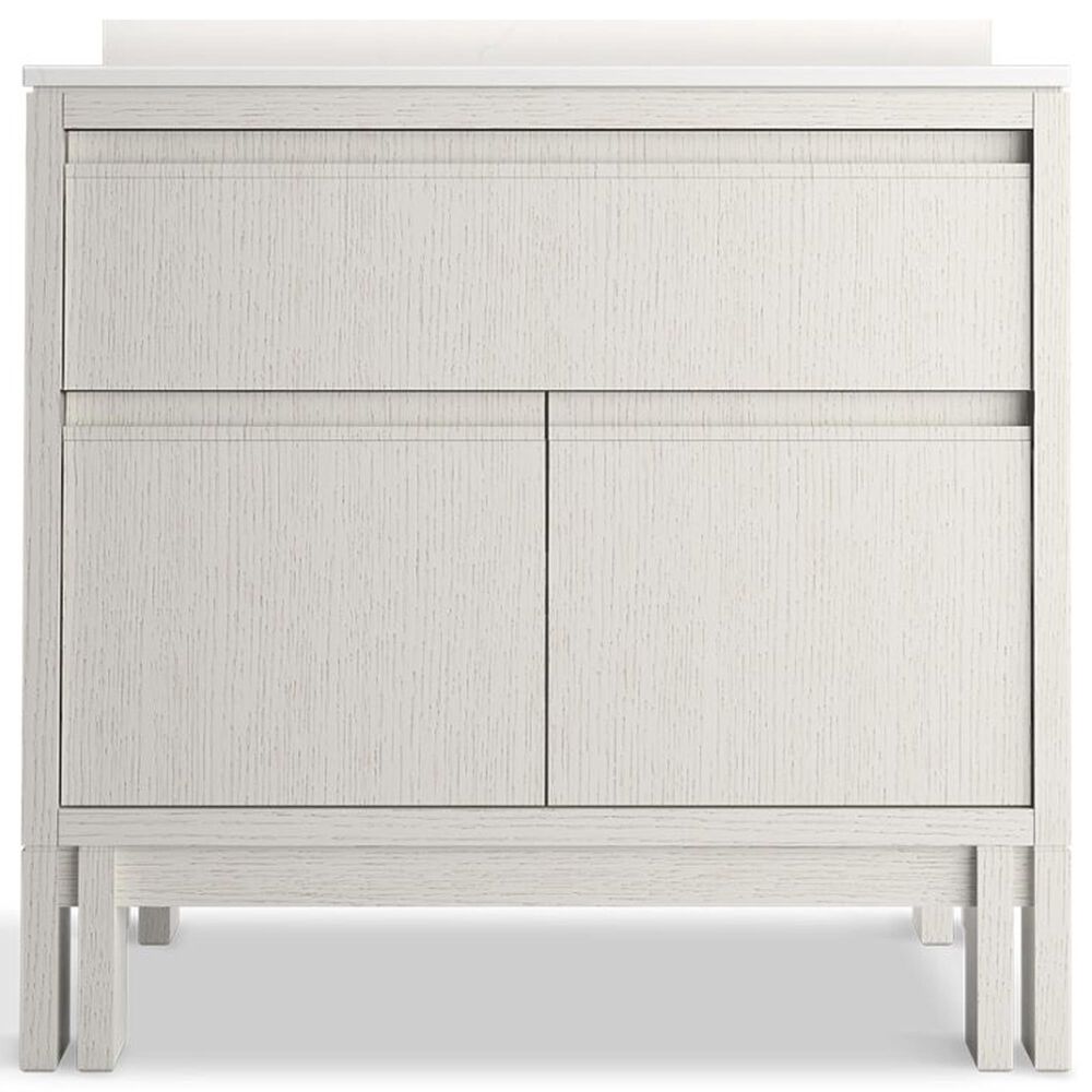Kohler Solive 36" Single Bathroom Vanity in Gossamer White with 2 cm White Quartz Top and Rectangular Sink, , large