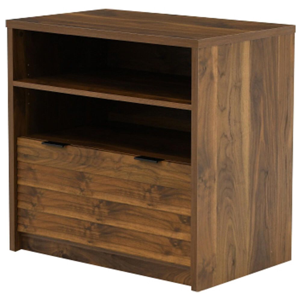 Sauder Harvey Park 1-Drawer Filing Cabinet with Open Shelf in Grand Walnut, , large