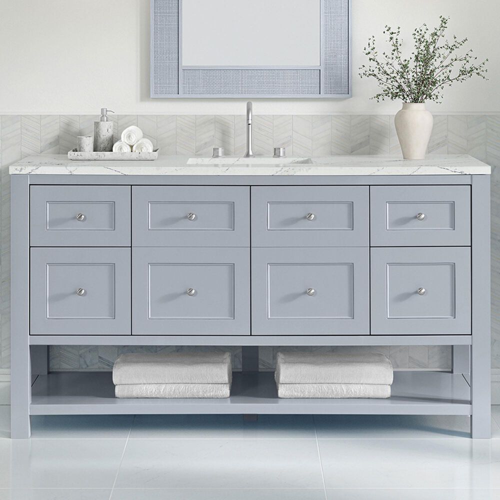 James Martin Vanities Breckenridge 60" Single Bathroom Vanity in Serenity Blue with 3 cm Ethereal Noctis Quartz Top, Rectangular Sink and FreePower Wireless Charger, , large