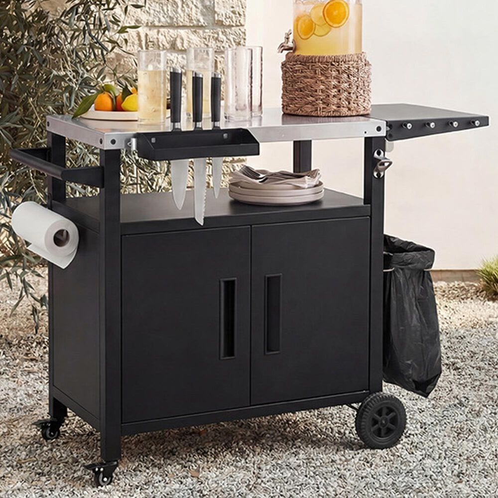 HOMLUX 45" Outdoor Kitchen Island in Black and Stainless Steel, , large