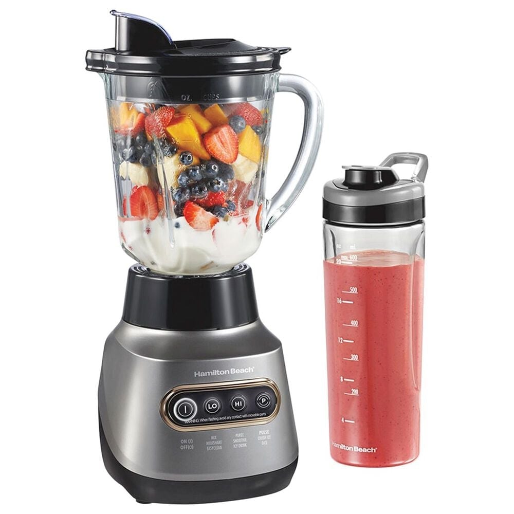 Hamilton Beach 2-in-1 Blender with Travel Jar in Gray, , large