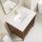 James Martin Myrrin 30" Single Bathroom Vanity in Mid-Century Walnut with Single Hole 3 cm White Zeus Silestone Top and Rectangular Sink, , large
