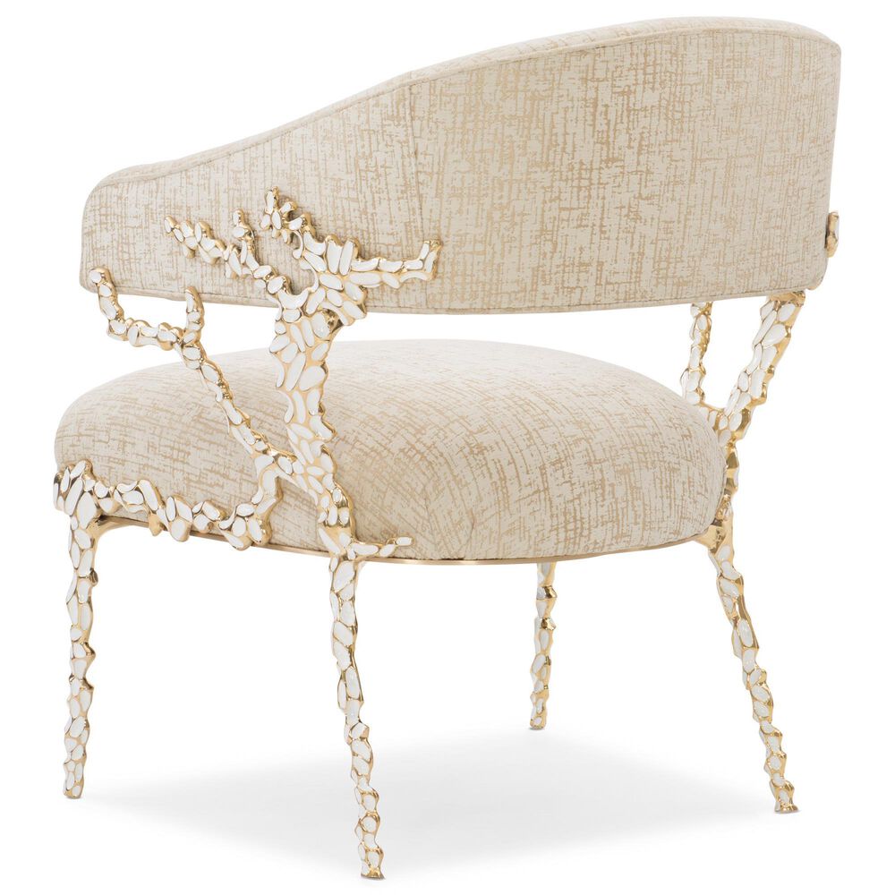 Schnadig Caracole Upholstery Accent Chair in Gold Brush and White Enamel, , large