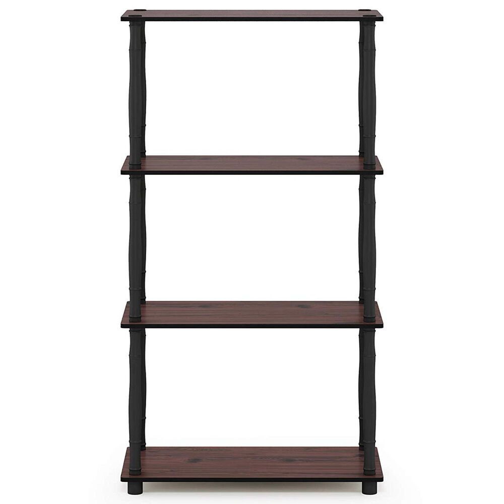 HOMLUX Turn-N-Tube 4-Tier Corner Open Storage Bookshelf in Dark Cherry and Black, , large