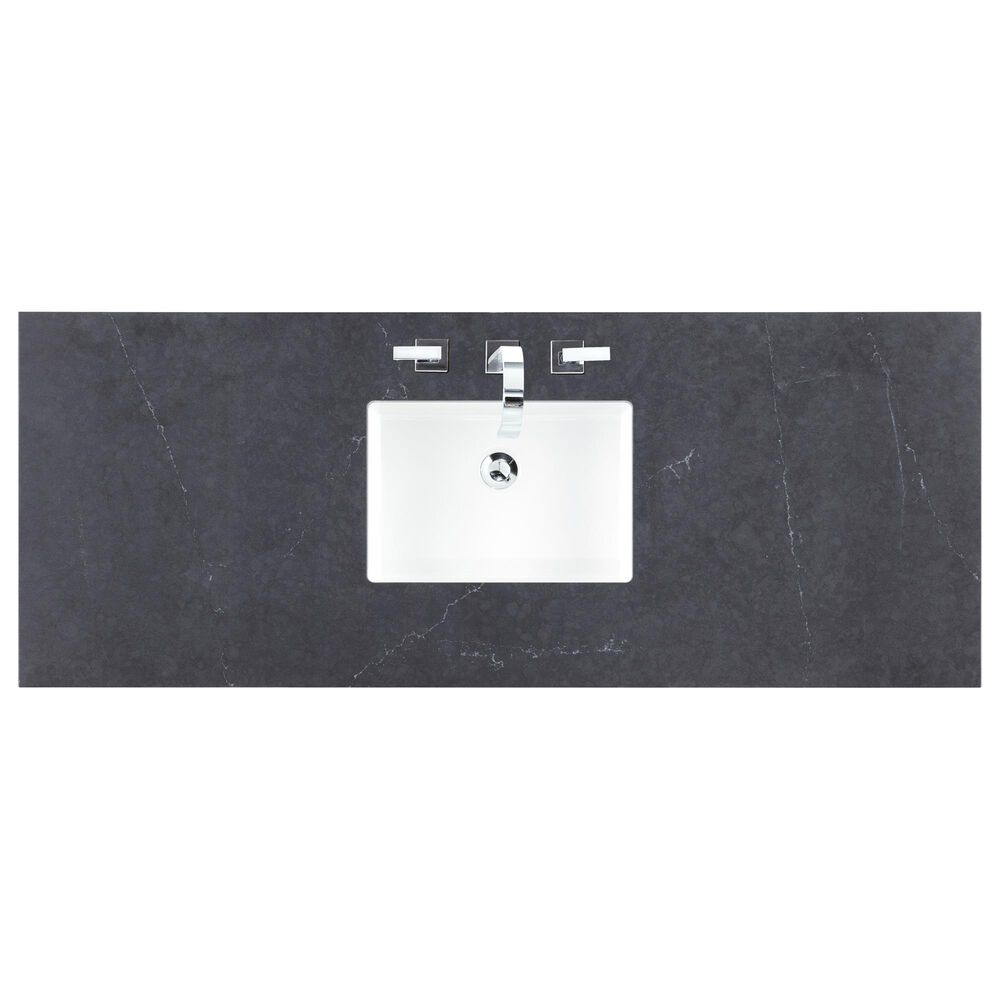 James Martin Vanities Laurent 60&quot; Single Bathroom Vanity in Light Natural Oak with 3 cm Charcoal Soapstone Quartz Top and Rectangular Sink, , large