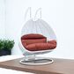 Leisuremod 2-Seat Hanging Egg Swing Chair with Dark Orange Cushion in White, , large