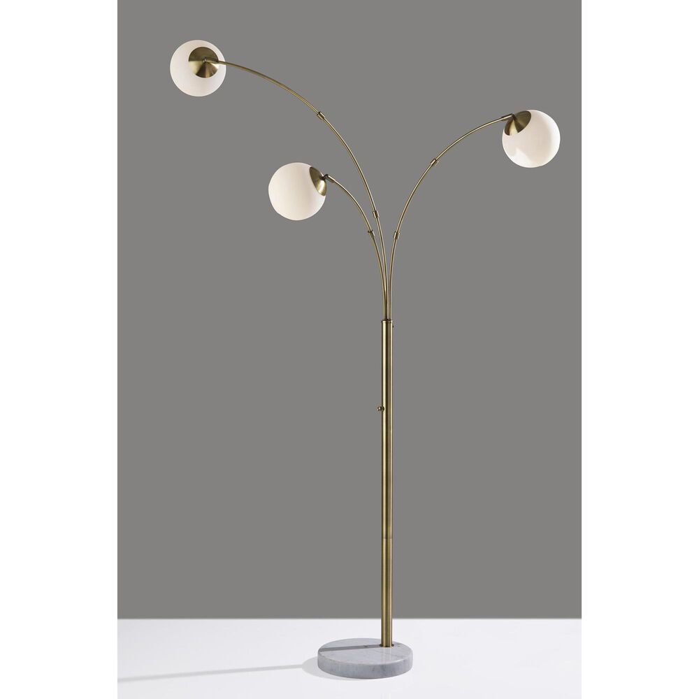 Adesso Remi Arc Lamp in Antique Brass and White, , large