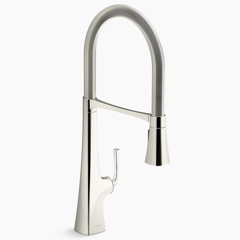 Kohler Graze Semi-Professional Pull-Down Kitchen Sink Faucet in Vibrant Polished Nickel, , large