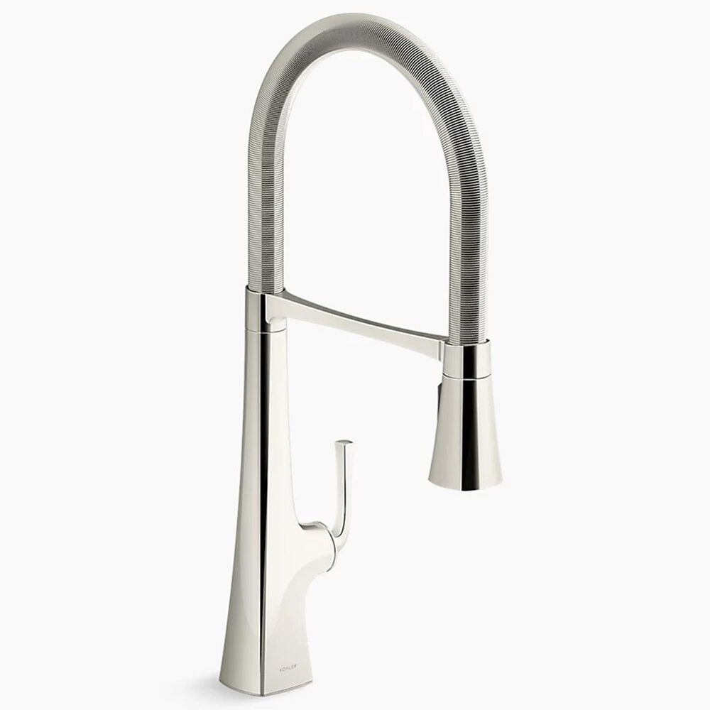 Kohler Graze Semi-Professional Pull-Down Kitchen Sink Faucet in Vibrant Polished Nickel, , large