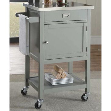 Linden Boulevard Sydney Apartment Cart with Stainless Steel Top in Gray, , large