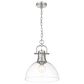 Golden Lighting Duncan 1-Light Pendant with Chain and Clear Glass Shade in Pewter, , large