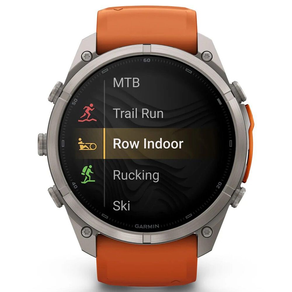 Garmin fenix 9 Pro inReach Smartwatch 51mm Titanium with Autumn Orange and Spark Orange Silicone Band, , large