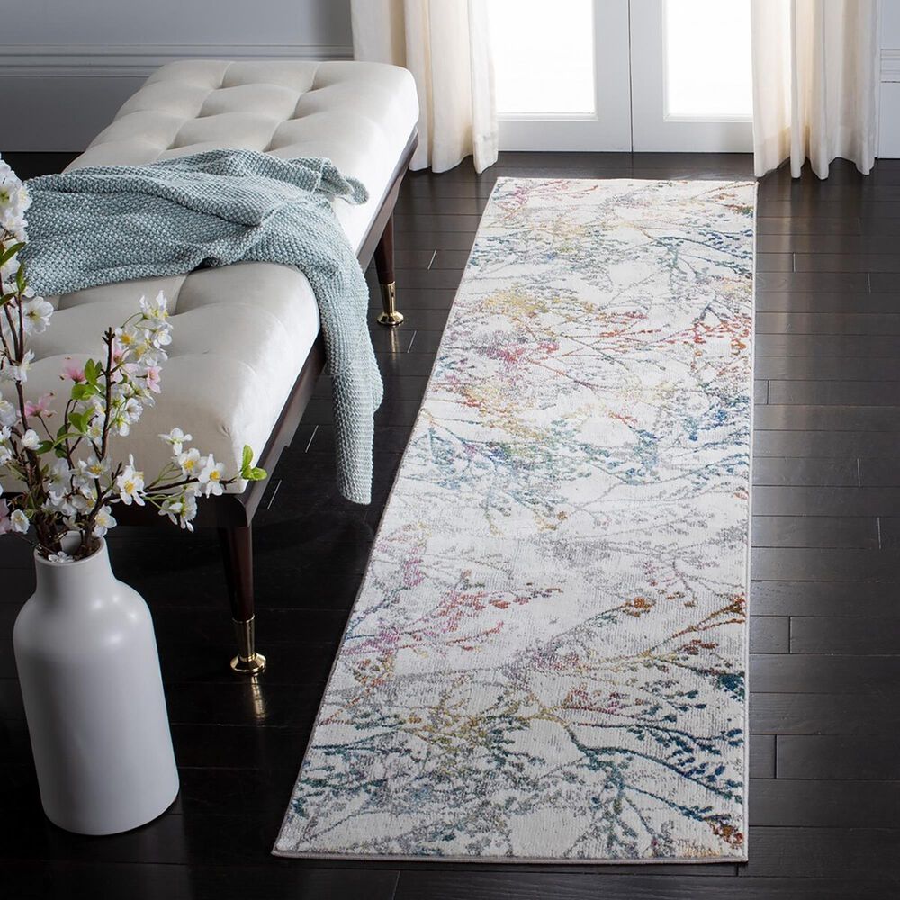 Safavieh Aria 2&#39; x 8&#39; Ivory and Blue Runner, , large
