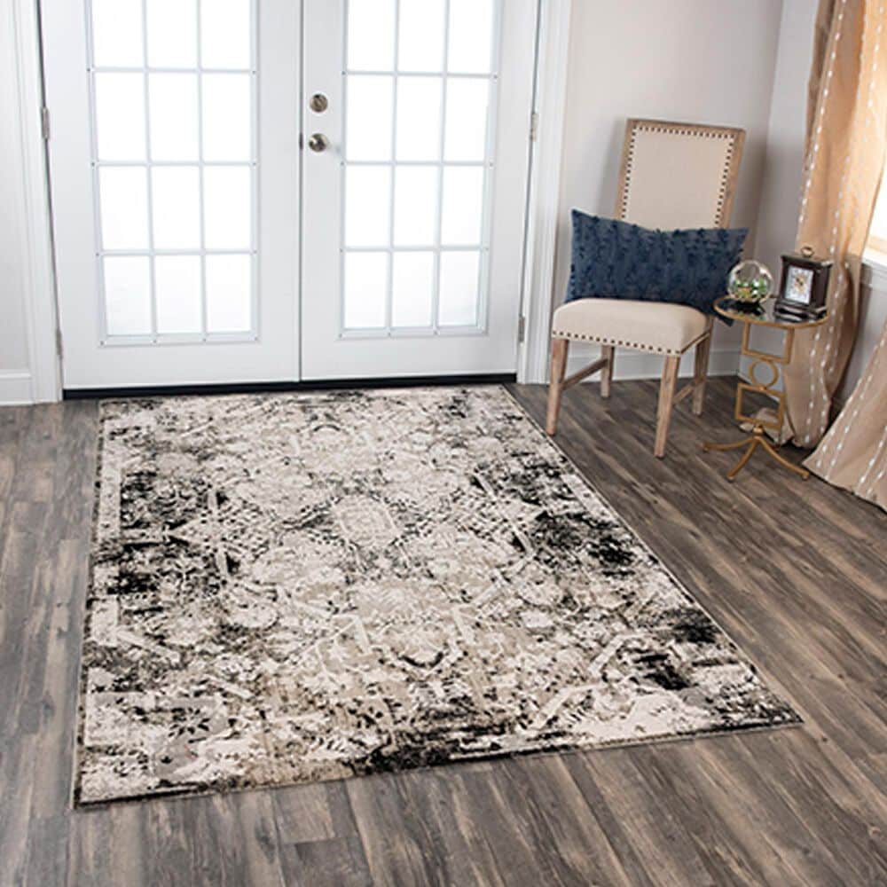 RIZZY Calabria Oriental 5&#39;3&quot; x 7&#39;6&quot; Neutral and Black Area Rug, , large