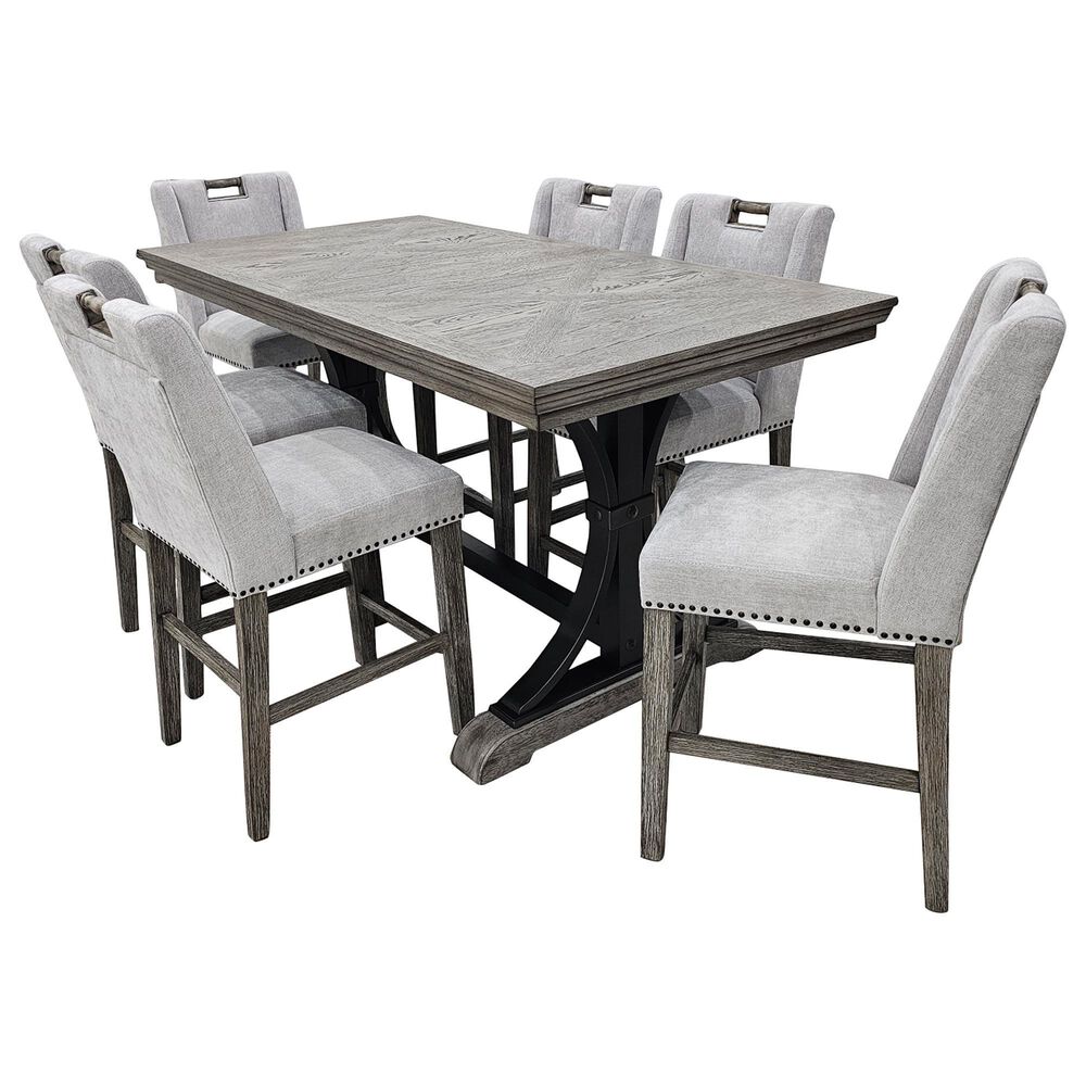 Maison Estee Portland Counter Dining Table and Chairs in Antique Gray Oak Finish, , large
