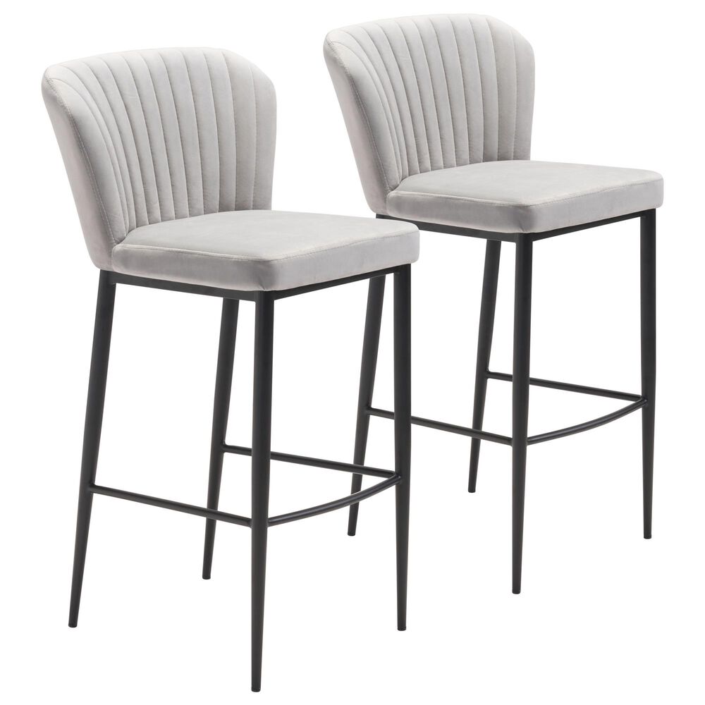 Zuo Modern Tolivere Bar Stool in Gray and Black (Set of 2), , large