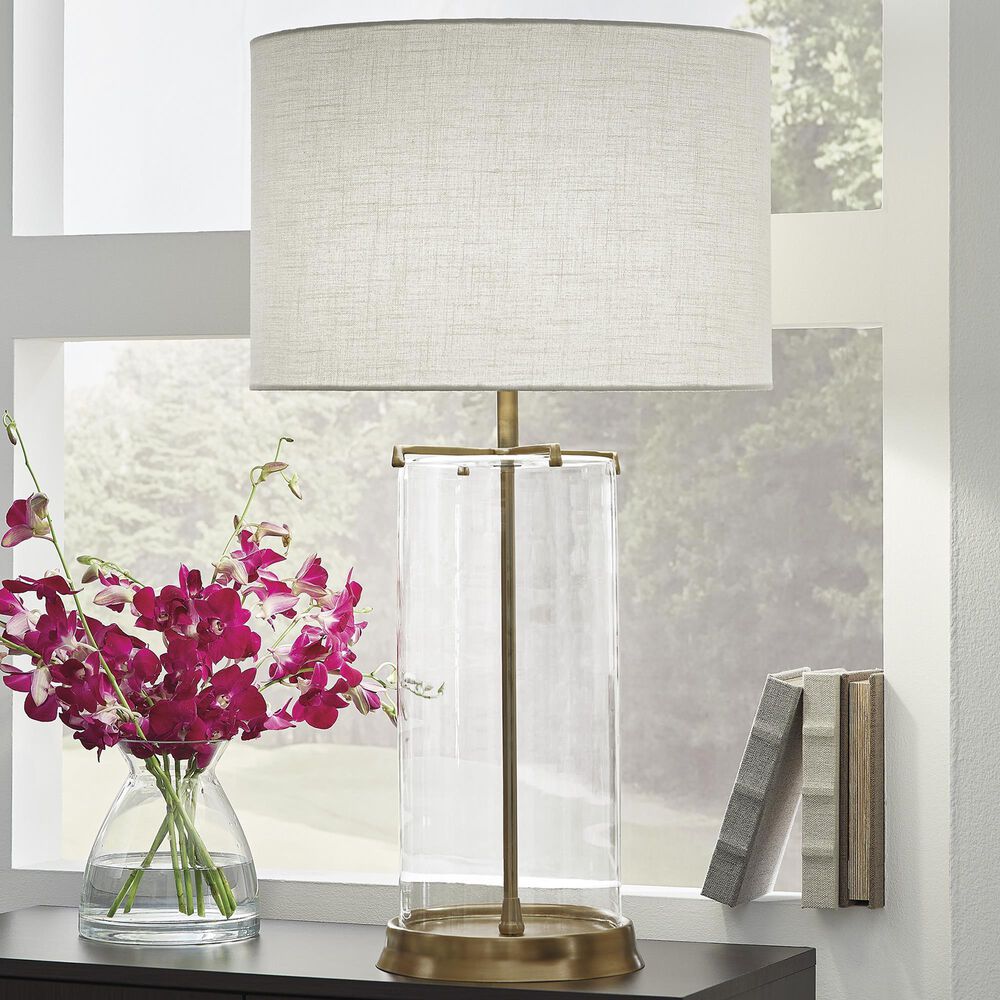Ashley Gizeh Glass Table Lamp in Clear and Gold, , large