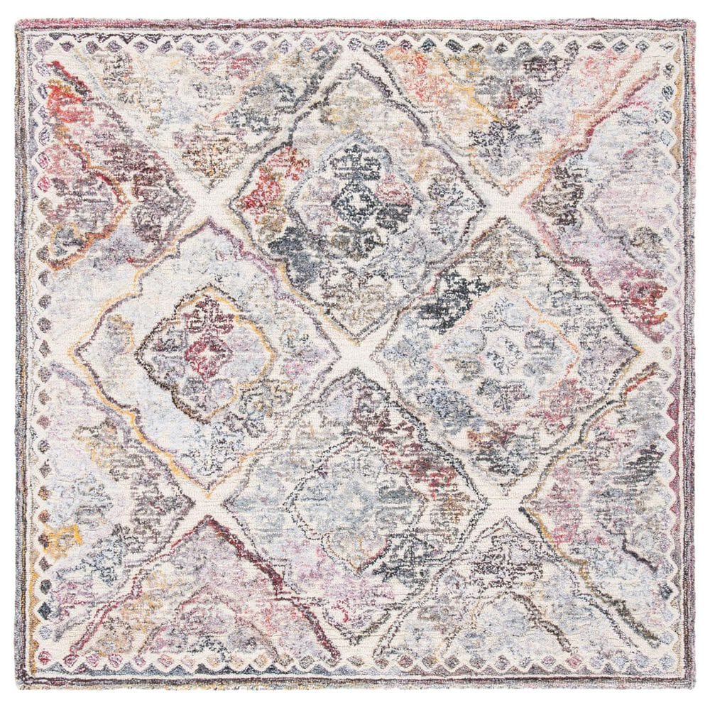 Safavieh Micro-Loop Oriental 5" Square Grey and Ivory Area Rug, , large