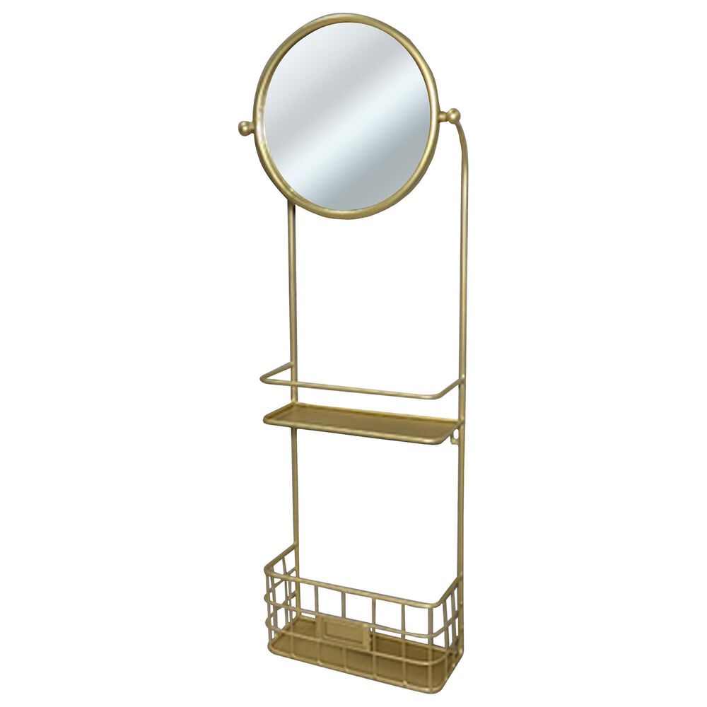 VIP Home and Garden Standing Mirror with Shelves in Gold, , large