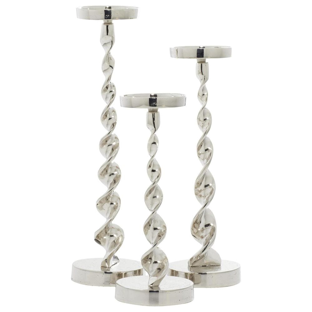 Maple and Jade Candle Holder in Polished Silver (Set of 3), , large