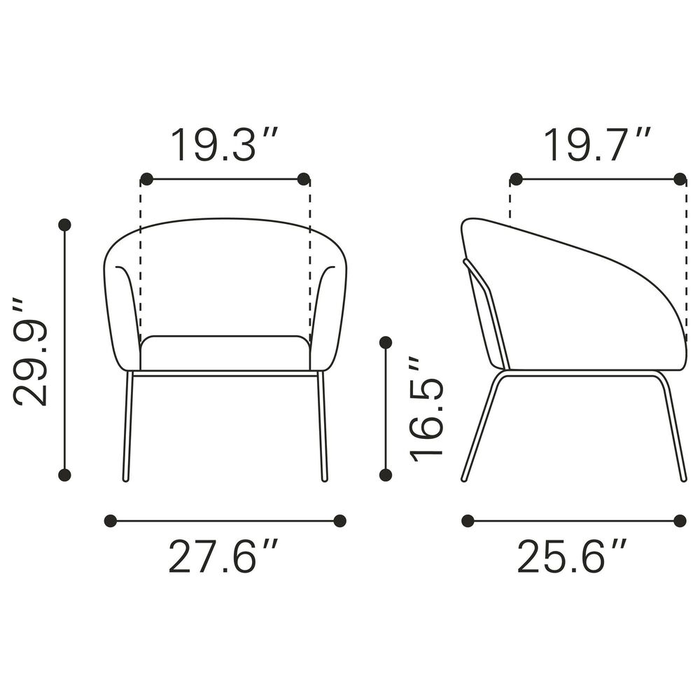 Zuo Modern Quinten Accent Chair in Vintage Gray and Gold, , large