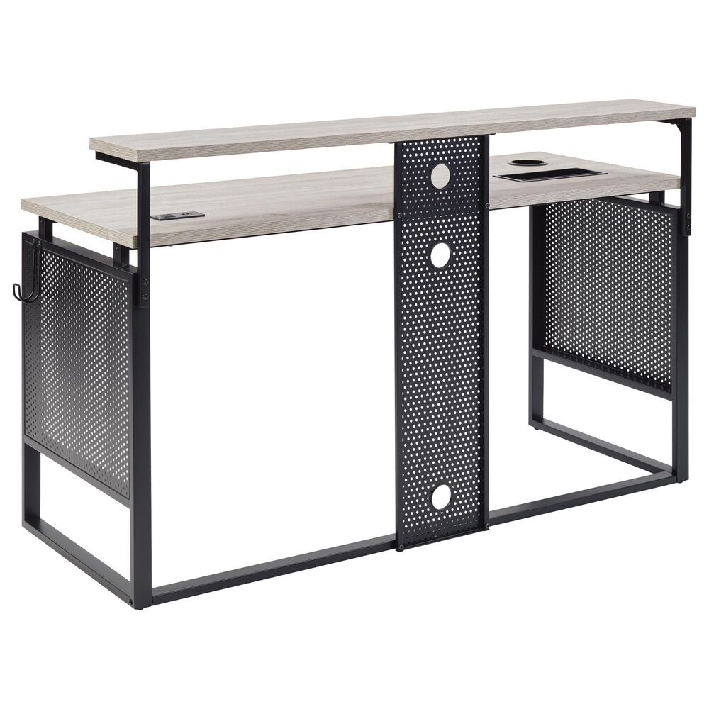 Valor Living Ace Computer Desk with Hutch in Grey Taupe and Matte Black, , large