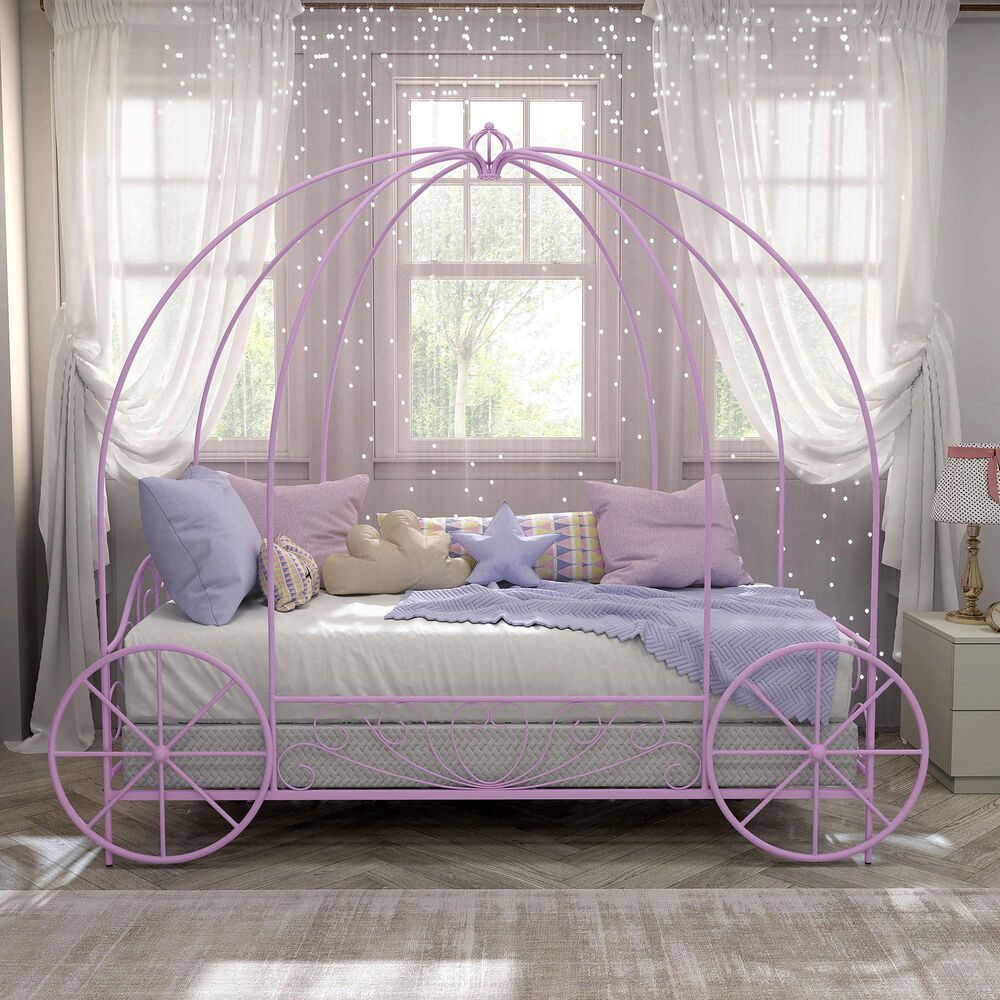 Furniture of America Carriage Twin Canopy Bed in Lilac, , large