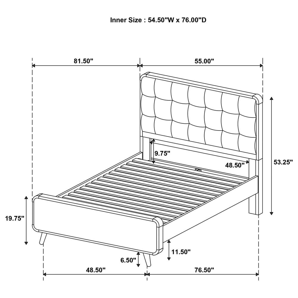 Pacific Landing Robyn Full Upholstered Platform Bed in Dark Gray and Dark Walnut, , large