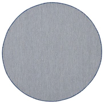 Nourison Courtyard Ivory and Blue 4" Round Indoor/Outdoor Area Rug, , large