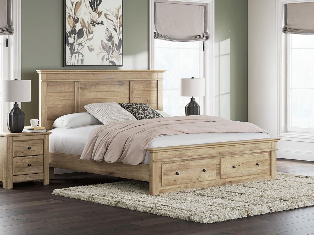 Ashley Makidern 2-Piece King Storage Bedroom Set with Two Drawers in Natural Brown, , large