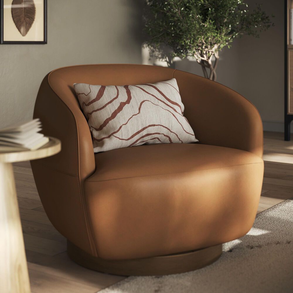 37B Leather Swivel Chair in Butternut, , large