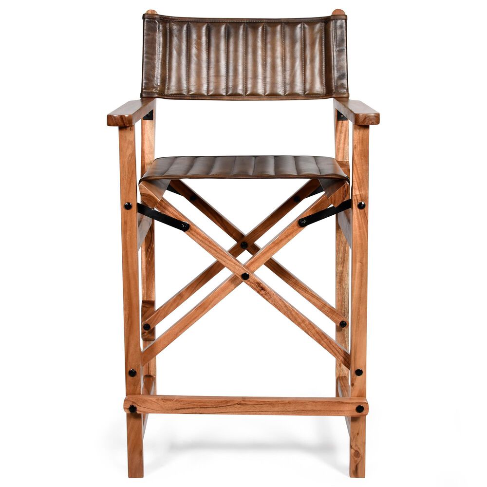 Home Trends &amp; Design Solid Oak Folding Counter Stool in Antique Whiskey, , large