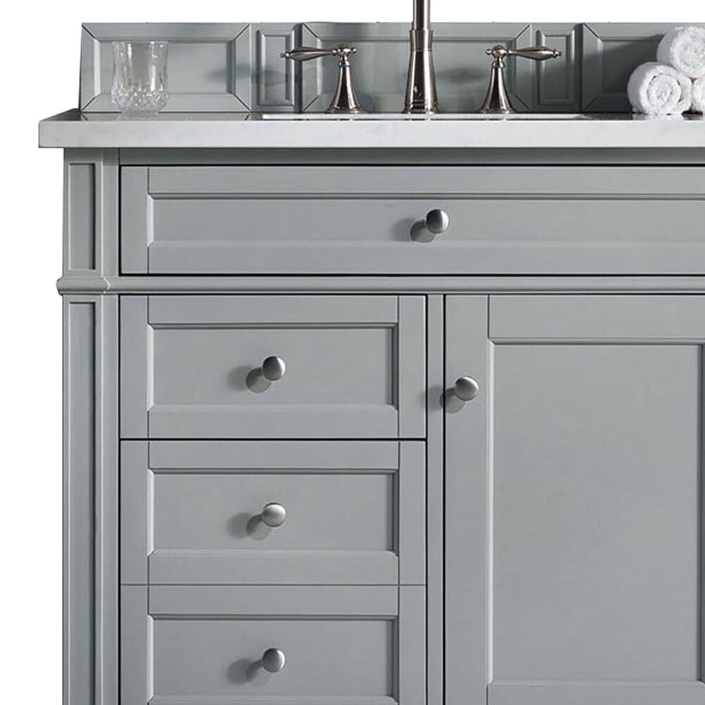 James Martin Vanities Brittany 36" Single Bathroom Vanity in Urban Gray with 3 cm White Zeus Quartz Top and Rectangular Sink, , large