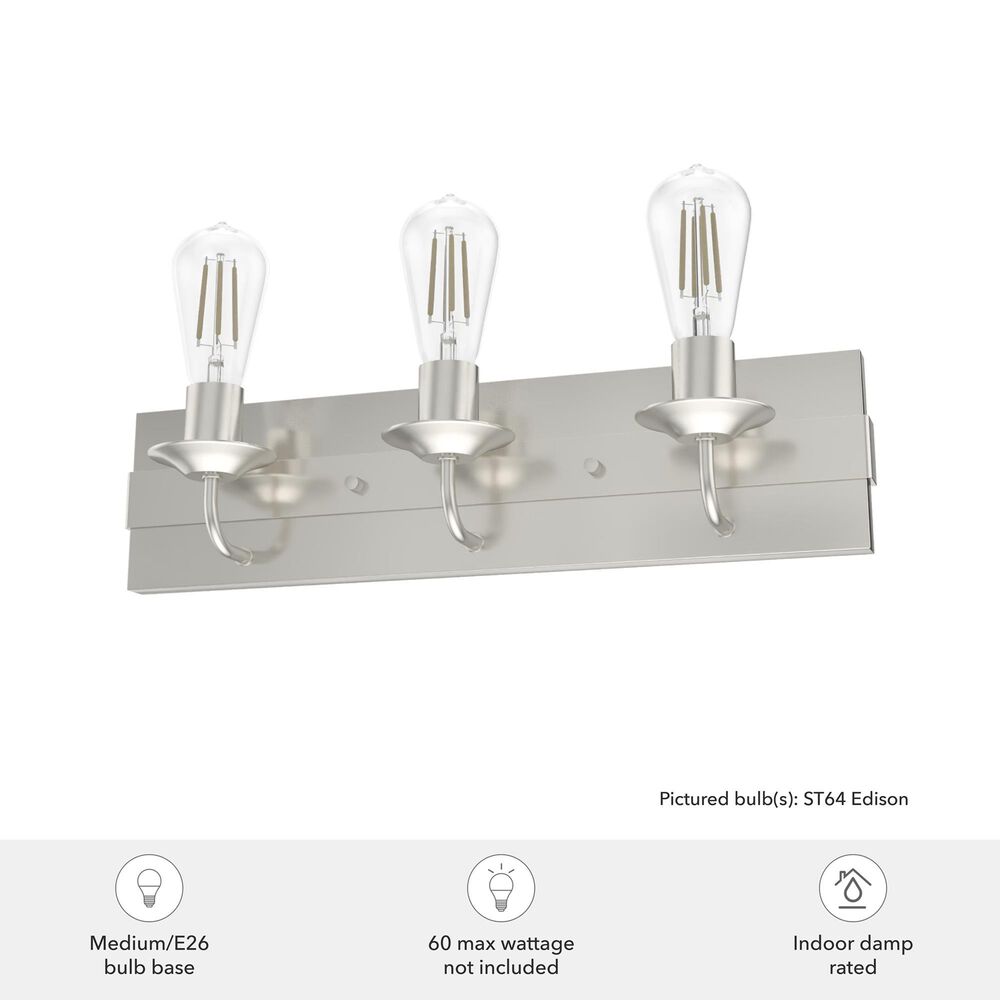 Hunter Perch Point 3-Light Vanity in Brushed Nickel, , large